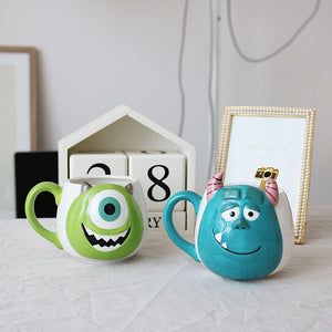 300ml Disney Monster Mike Sullivan Cartoon Water Cup Coffee Milk Tea Ceramic Mug Home Office Collection Cup Festival Gifts