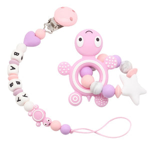 DIY NEW Personalized Name Handmade Pacifier Clips Holder Chain Teething Silicone Pacifier Chains Holder Baby Teether Dummy Clips