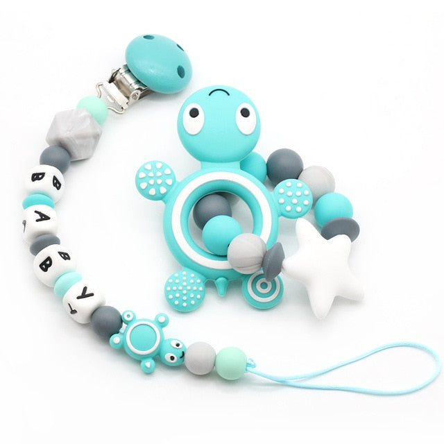 DIY NEW Personalized Name Handmade Pacifier Clips Holder Chain Teething Silicone Pacifier Chains Holder Baby Teether Dummy Clips