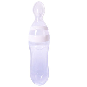 Hot Newborn Baby Squeezing Feeding Bottle Silicone Training Rice Spoon Infant Cereal Food Supplement Feeder Safe