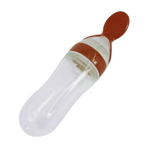 Hot Newborn Baby Squeezing Feeding Bottle Silicone Training Rice Spoon Infant Cereal Food Supplement Feeder Safe