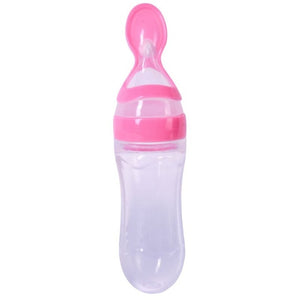 Hot Newborn Baby Squeezing Feeding Bottle Silicone Training Rice Spoon Infant Cereal Food Supplement Feeder Safe